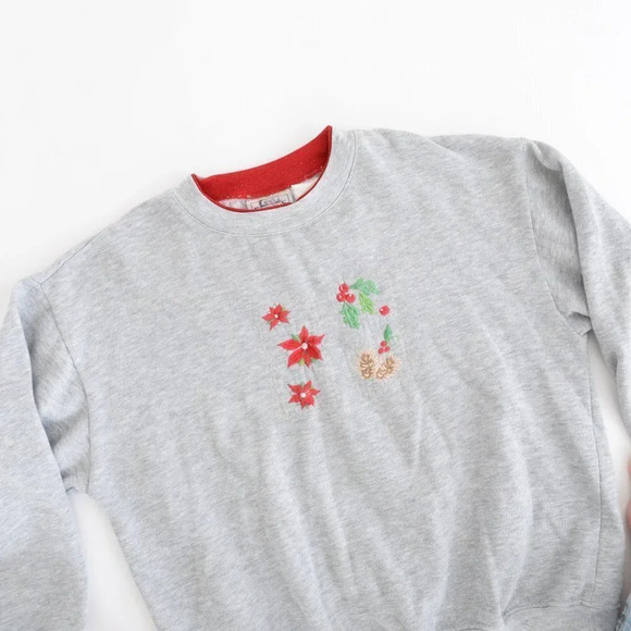 Vintage Basic  Editions Grey Crewneck Holiday Sweater - Picture 10 of 12
